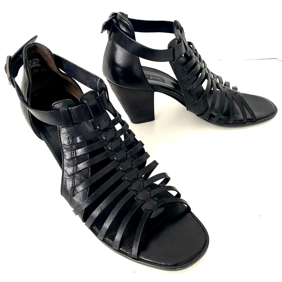 PAUL GREEN Christy Sandal Caged Ankle Strap Open Toe Black Strappy 6.5 UK 9 US - Picture 3 of 11